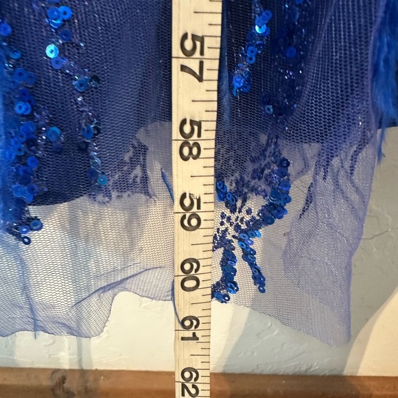 Portia and Scarlett Royal Blue Feathered Gown - Picture 8 of 14